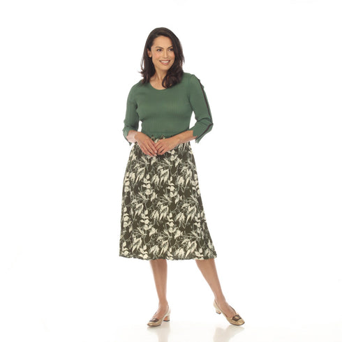 3/4 Sleeve Print Skirt Dress - DR1483