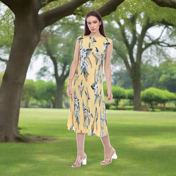 Flash Sale: Tropical Floral Pleated Midi Dress – DR1050