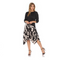 3/4 Sleeve Skirt Print Pleated Dress - DR1070 Black