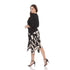 3/4 Sleeve Skirt Print Pleated Dress - DR1070 Black