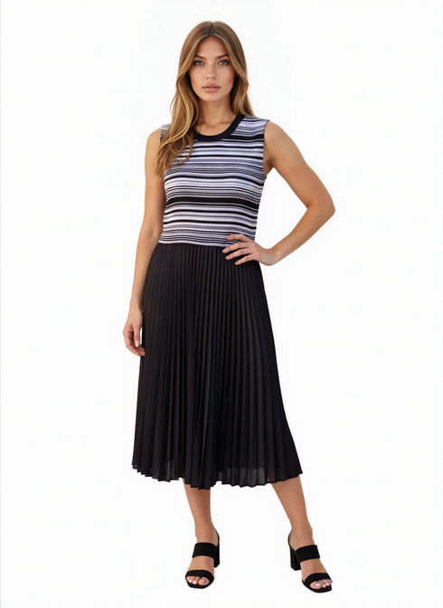 Sleeveless pleated dress with macthed jacket - DR1103