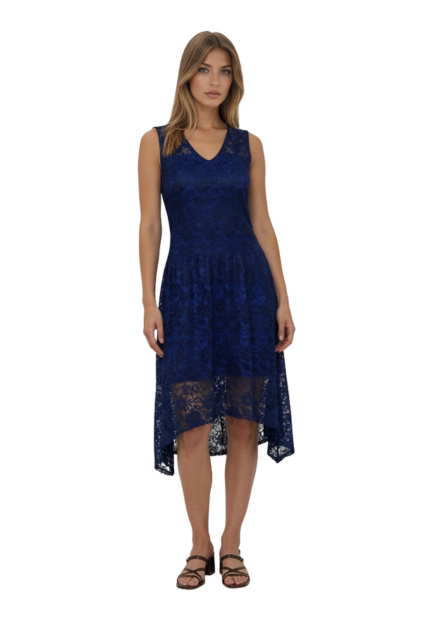 Sleeveless Lace Hi-Low Midi Dress - DR1452