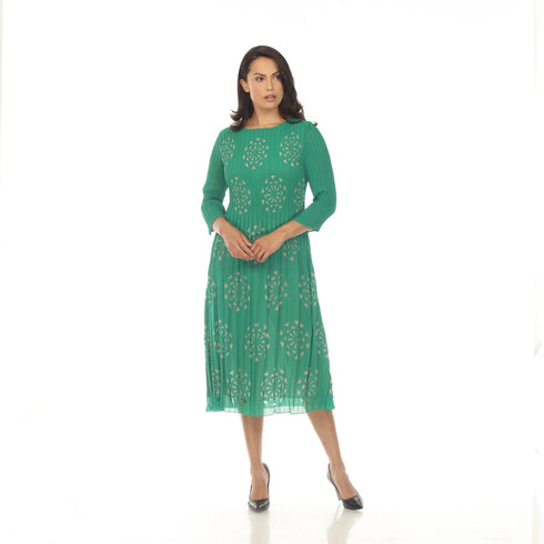 Elegant Pleated Midi Dress – DR1225