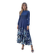 Elegant Layered Floral Midi Dress – Black & Navy | Smocked Bodice, Tiered Ruffle Skirt