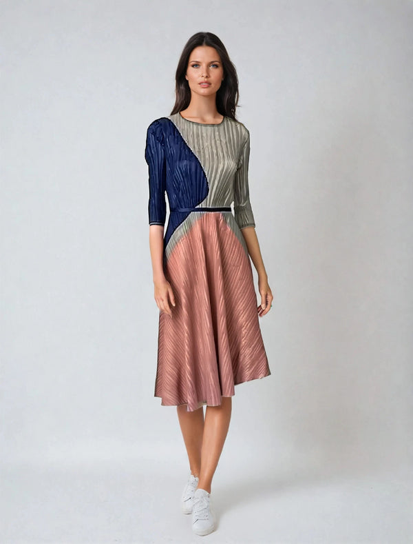 Multi-Color Pleated Dress - DR1305