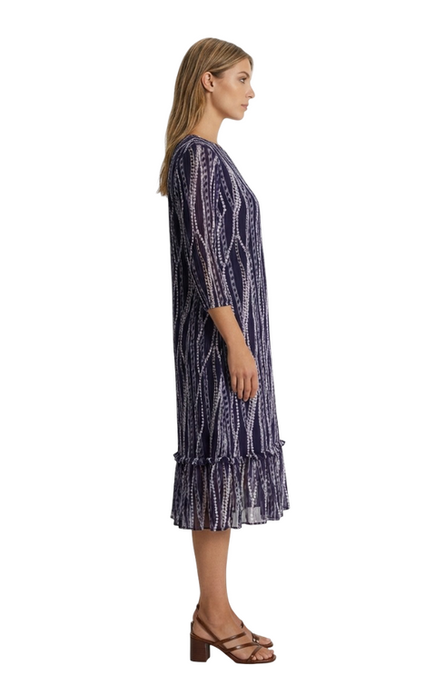 Chain-Link Print Ruffle Midi Dress - DR1327