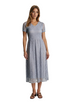 Elegant V-Neck Lace Midi Dress – Silver