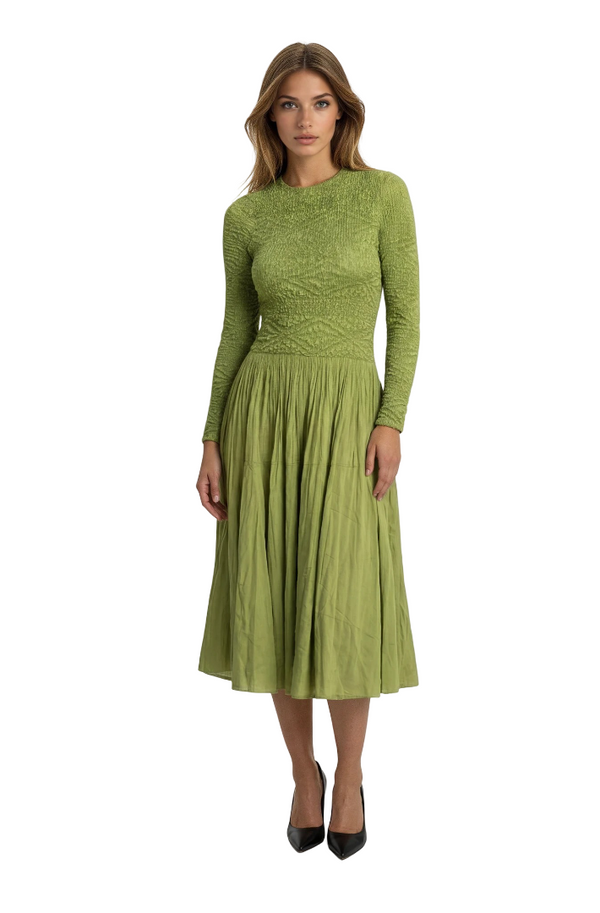 Long-Sleeve Smocked Dress- DR1360