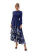 Elegant Layered Floral Midi Dress – Black & Navy | Smocked Bodice, Tiered Ruffle Skirt