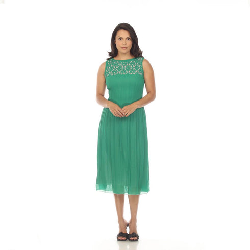 Sleeveless Laser Cut Midi Dress - DR1408