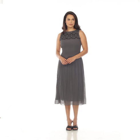 Sleeveless Laser Cut Midi Dress - DR1408