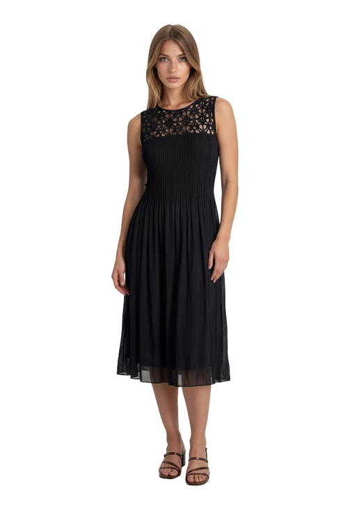 Sleeveless Laser Cut Midi Dress - DR1408