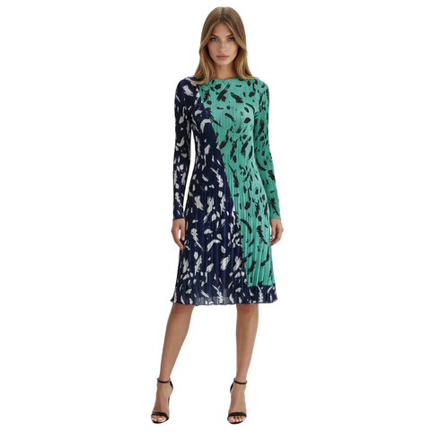 3/4 Sleeve Two Tone Dress - DR1418