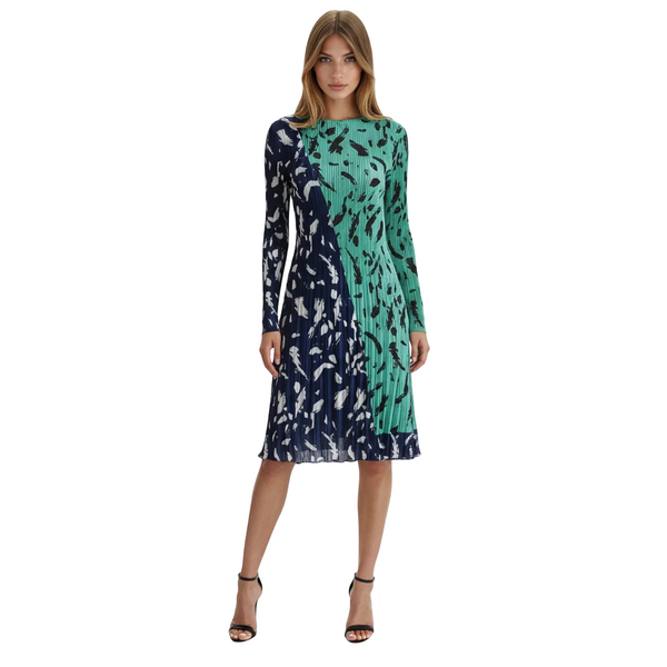 3/4 Sleeve Two Tone Dress - DR1418