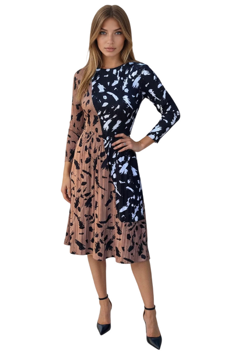 3/4 Sleeve Two Tone Dress - DR1418