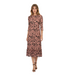 Navy Floral Pleated Midi Dress, Elegant Wedding Guest & Occasion Dress