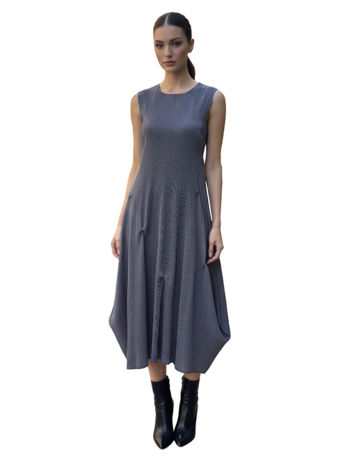Sleeveless Layered Midi Dress - DR1515 Grey