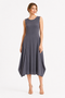 Grey Sleeveless Pleated Midi Dress