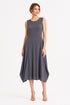 Grey Sleeveless Pleated Midi Dress