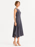 Grey Sleeveless Pleated Midi Dress