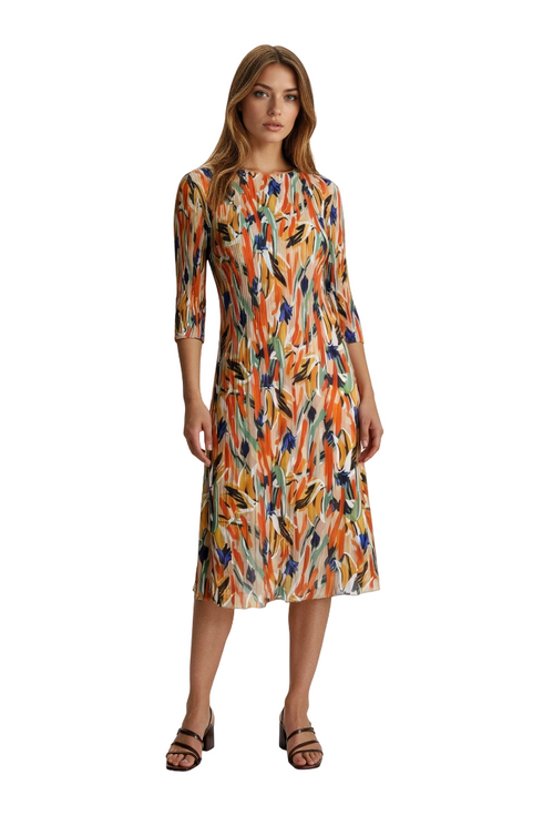 Soft midi dress with an artful abstract print - Dr1520