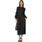 Minimalist Black Pleated Midi Dress – Long Sleeve Elegant Flow Dress