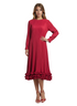 long-sleeve pleated bubble hem midi dress - DR1583