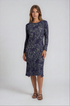 Pleated Origami Midi Dress – Elegant Tropical Print Resort & Occasion Dress