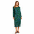 Pleated Origami Midi Dress – Elegant Tropical Print Resort & Occasion Dress