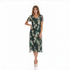 Green Floral Pleated Midi Dress- DR1618