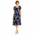 Elegant Floral Pleated Midi Dress, Green & Blue