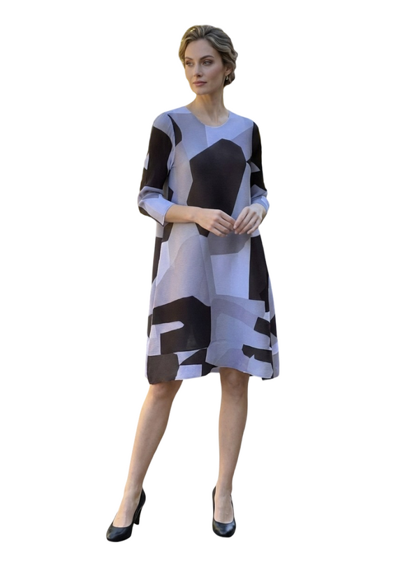 Modern Geometric Print A-Line Dress- DR1621