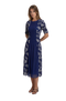 Floral Pleated Midi Dress | Blue & Green Elegant Garden Party Dress