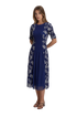 Floral Pleated Midi Dress | Blue & Green Elegant Garden Party Dress