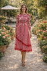 Red Check Print Midi Dress | Elegant Garden Party Dress