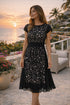 Black Laser Cut Pleated Dress | Elegant Evening & Travel Dress