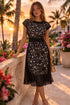 Black Laser Cut Pleated Dress | Elegant Evening & Travel Dress