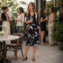 Black & Ivory Abstract Print Pleated Midi Dress | Effortless Day-to-Evening Style