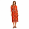 Scarlet Bloom Pleated Midi Dress