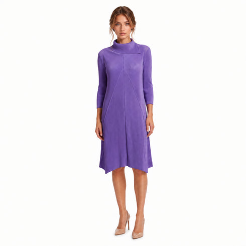 Elegant Lavender Pleated Midi Dress for Women
