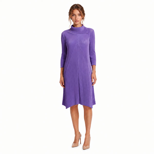 Elegant Lavender Pleated Midi Dress for Women