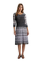 Grey Pleated Print Midi Dress | Elegant Garden & Travel Dress
