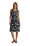 Black Grey Floral Pleated Sleeveless Dress