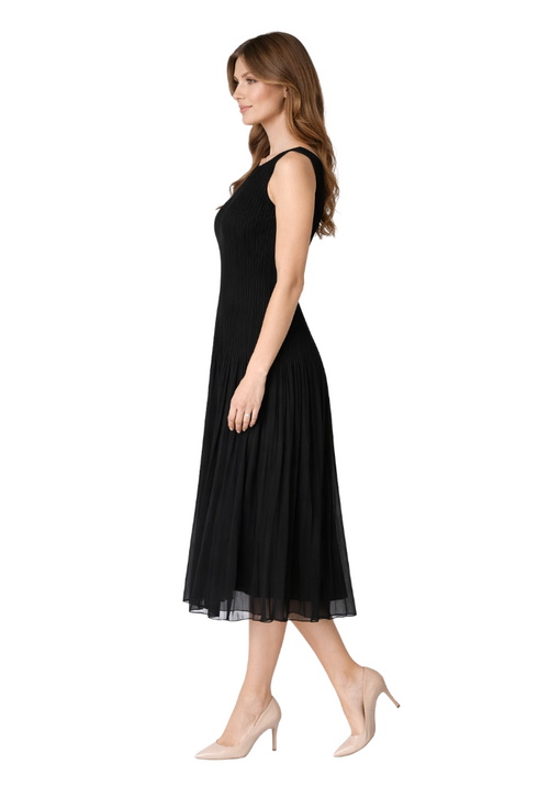 Elegant Pleated Sleeveless Midi Dress - DR959