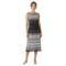 Grey & Yellow Striped Pleated Sleeveless Dress