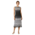 Grey & Yellow Striped Pleated Sleeveless Dress