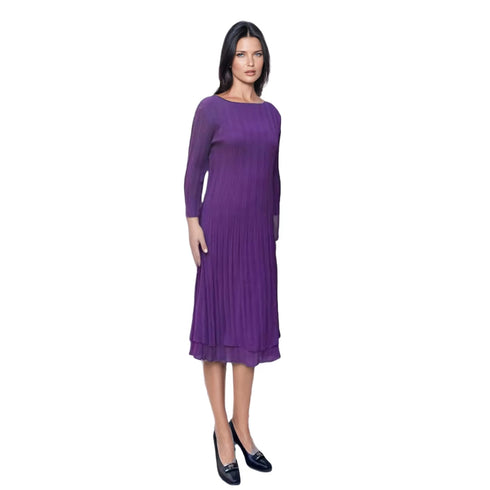 High Neck 3/4 Sleeve Crinkle Dress - DR469