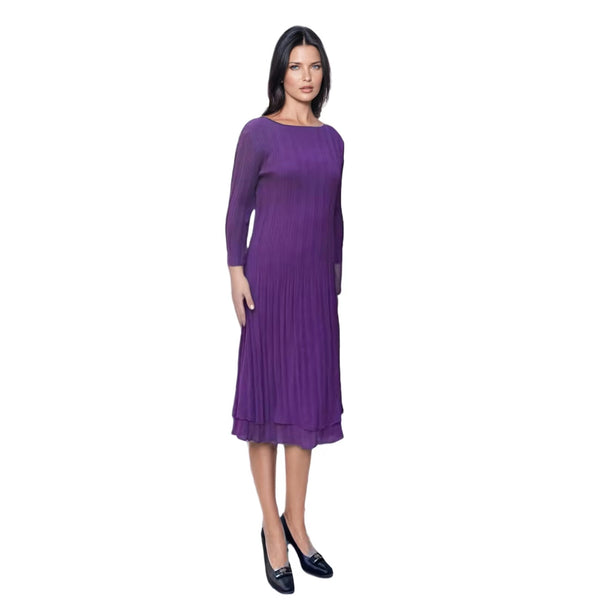 High Neck 3/4 Sleeve Crinkle Dress - DR469