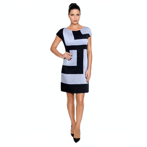 Colorblock Sheath Crinkle Dress - DR650