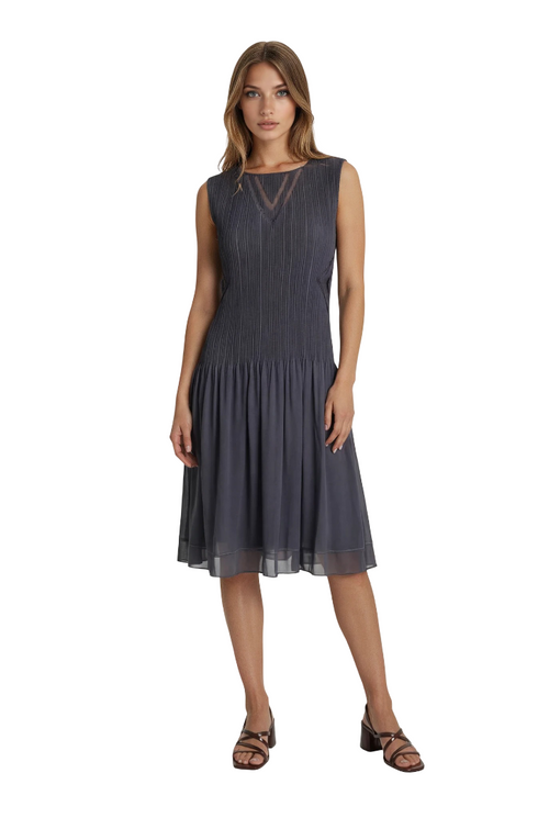Illusion V Neck Crinkle Dress - DR725